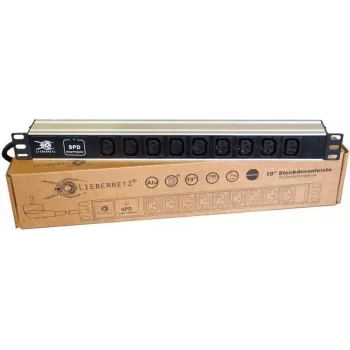 Liebernetz 19-palčni 1U rack PDU, 9x vtičnic C13, zaščita pred prenapetostjo, aluminij, črno-srebrna (90LNSDL199KKSP)