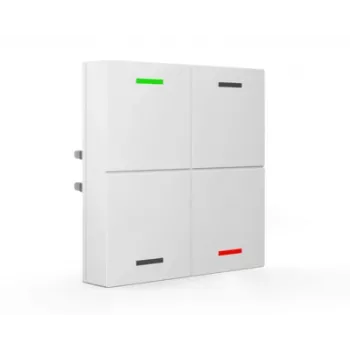 MDT BE-TAL63T4.01 KNX steklena tipka 4-kratna z RGBW statusnimi LED, temperaturnim, približevalnim in svetlobnim senzorjem, Studio White Glossy