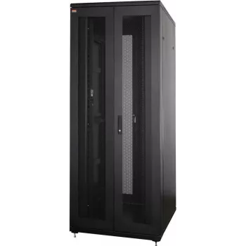 IT-BUDGET 19-palčni strežniški rack SRK - 42U - 800x1000 mm - perforirana dvojna vrata spredaj in zadaj - kabelski kanali - flatpack - črna 90ITB19SRK42810DTSN