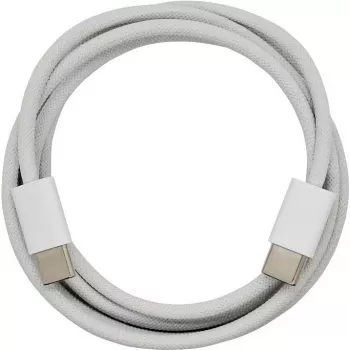 PowerRay podatkovni in polnilni kabel USB-C na USB-C, 60W PD, najlonski pleten, 1m, bel, bulk 4260357351156