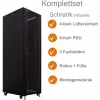 IT-BUDGET 19-palčna omrežna omara SRK komplet - 42U - 600x800 mm - steklena/jeklena vrata - 4 aktivni ventilatorji - PDU - police - predmontirana - črna (99ITB19SRK4268GSM)