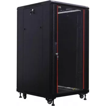 IT-BUDGET 19-palčno omrežno ohišje SRK - 18U - 600x800 mm - steklena/jeklena vrata - Flatpack - črno (90ITB19SRK1868GSN)