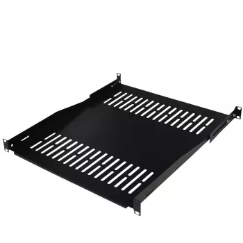 IT-BUDGET 19-palčna vgradna polica / odlagalna polica za naprave - 80 kg nosilnost - globina 550 mm - globinsko nastavljiva montaža - črna (90ITB19FBX550S)