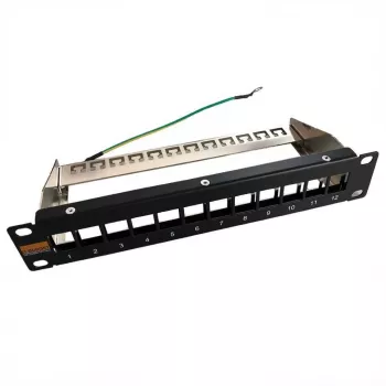 IT-BUDGET 10-palčna prazna patch plošča za keystone module - 12 vrat - oklopljena - 1U - brez modulov - črna (90ITB10MT12PS)