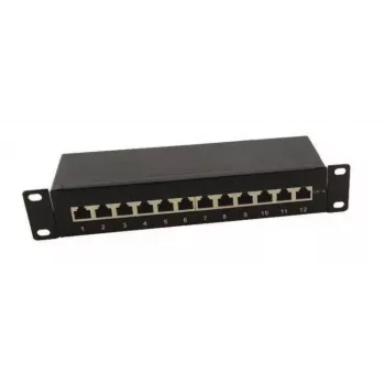 IT-BUDGET 10-palčna patch plošča - oklopljena - Cat.6A - 500MHz - 12 vrat RJ45 - podpira PoE+ - 1U - črna (90ITB10PP6AS)