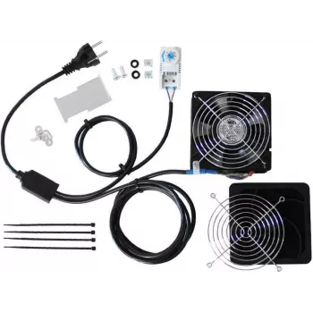 IT-BUDGET komplet ventilatorjev za IT omaro s termostatom, 160 m³/h, 230 V, predhodno ožičen, 1 ventilator 90ITBTKD180603KTHS128