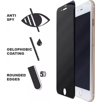 CYOO Privacy 5D kaljeno steklo zaščitna folija za zaslon za Apple iPhone 8 Plus – črna