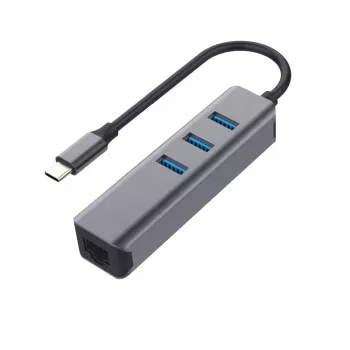 EXSYS EX-1133-N-3 USB 3.2 Gen 1 hub s 3x USB-A priključki in gigabitnim ethernetom (USB-C)