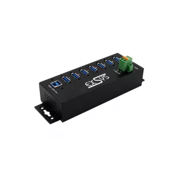 EXSYS USB 3.2 Gen1 7-portni industrijski hub s kompletom za DIN-tirnico in 15kV ESD zaščito (EX-1187HMVS-2)