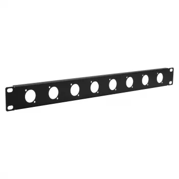 EXSYS 19 inch 1U rack plošča z 8 izrezi tipa D (XLR), črna EX-49297
