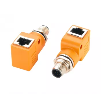 EXSYS EX-49502 M12 A-kodiran 8-polni vtič na vtičnico RJ45 90° industrijski Ethernet adapter