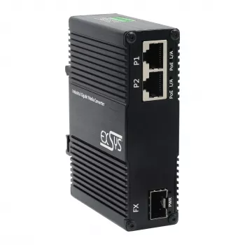 EXSYS EX-60344 2-Port PoE++ medijski pretvornik 90W, SFP, -40°C do +80°C