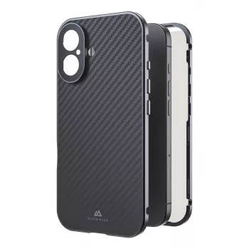 Black Rock ovitek 360° Glass za Apple iPhone 16, pravi karbon (00228085)