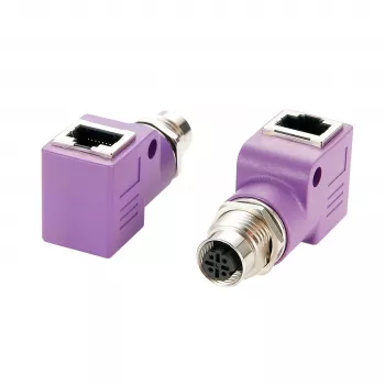 EXSYS EX-49523 adapter M12 D-Code 4-Pin vtičnica na vtičnico RJ45 90° industrijski Ethernet