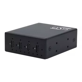 EXSYS EX-12274HMS industrijsko kovinsko USB 3.2 Gen 2x1 4-portno vozlišče, 10Gbps, 15KV ESD, stenska montaža/montaža na DIN letev