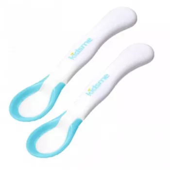 Kidsme žličke za hranjenje z indikatorjem temperature (2 kosa), akvamarin, 6+ mesecev
