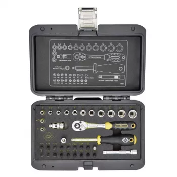C.K Tools T4660 36-delni komplet metričnih nasadnih ključev s 1/4-palčnim pogonom, ragljo s 72 zobmi in nastavki