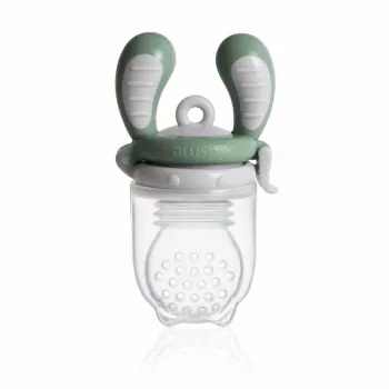 Kidsme Food Feeder Large siva – grižljaj za sadje in zelenjavo za dojenčke, 6+ mesecev, silikonska vrečka, brez BPA