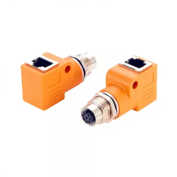 EXSYS M12 A-kodiran 8-polna vtičnica na RJ45 vtičnico 90° adapter EX-49503