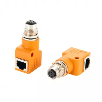 EXSYS M12 A-kodiran 8-polna vtičnica na RJ45 vtičnico 90° adapter EX-49503