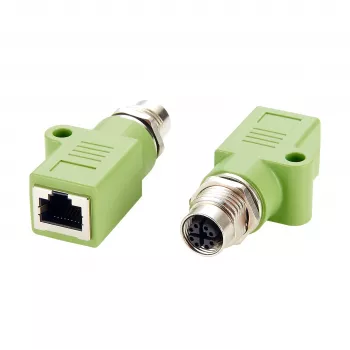 EXSYS M12 X-Coded 8-Pin ženski na RJ45 ženski adapter, 10Gbps, IP67, ponikljevana medenina EX-49541