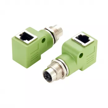EXSYS EX-49543 M12 X-coded 8-polni ženski na RJ45 ženski 90° adapter, 10GbE, IP67
