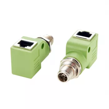EXSYS M12 X-codiert 8-polni vtič na RJ45 vtičnico 90° industrijski Ethernet adapter, 10Gbps, IP67, oklopljen EX-49542