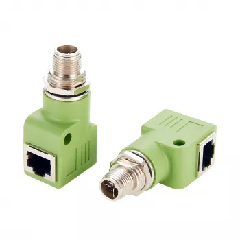 EXSYS M12 X-codiert 8-polni vtič na RJ45 vtičnico 90° industrijski Ethernet adapter, 10Gbps, IP67, oklopljen EX-49542