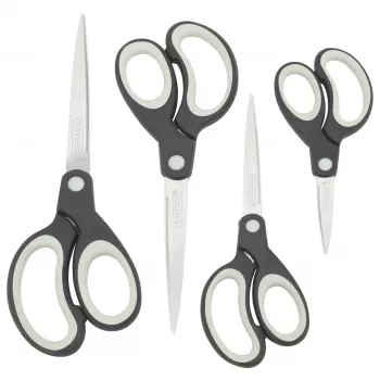 Rapesco Soft Grip set škarij, 4 deli, nerjaveče rezila, črno-siv 1574