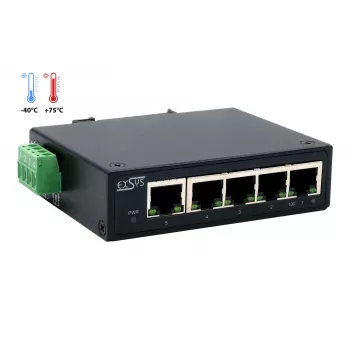 EXSYS 5-portno industrijsko Ethernet stikalo, 10/100 Mbps, DIN-tir, -40° do +75°C EX-6200-T
