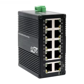 EXSYS Mini 10-portno industrijsko Gigabit PoE+ stikalo, spletno upravljano (EX-62036MPOE)