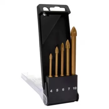 C.K Tools T3059 set svedrov za steklo, 5-delni (4-10 mm), volframova karbidna konica, za steklo, ploščice, keramiko, porcelan, ogledalo