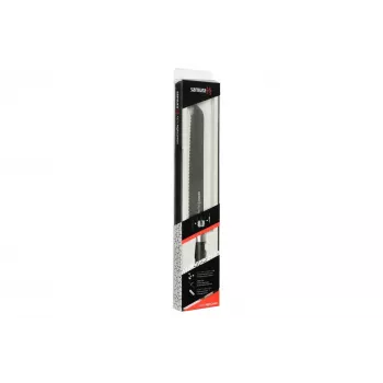 SAMURA Harakiri nož za kruh 230 mm Stonewash jeklo AUS-8 nazobčano rezilo črn ročaj ABS