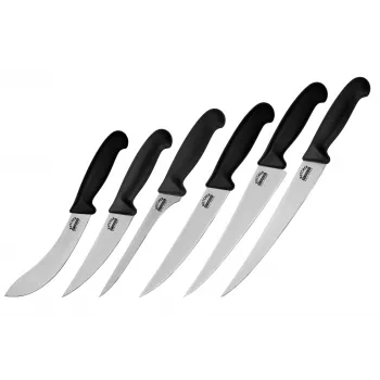 SAMURA SBU-0260 Butcher 6-delni set nožev z jeklom za brušenje in zvitkom torbo