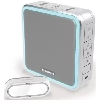 Honeywell DC915SGL brezžični komplet zvočnega zvonca, doseg 200 m, 90 dB, 8 melodij, srebrno-siva