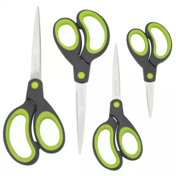 Rapesco set škarij Soft Grip, 4 deli, nerjaveče rezila, ergonomski ročaji, 21cm/17cm/13cm/9cm, črno-siv 1576