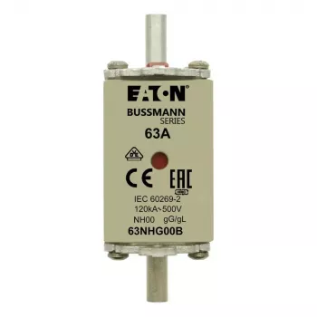 Eaton 63NHG00B NH vložek varovalke 63 A 500 V AC gG velikost 00 z mehanskim indikatorjem (3 kosi)