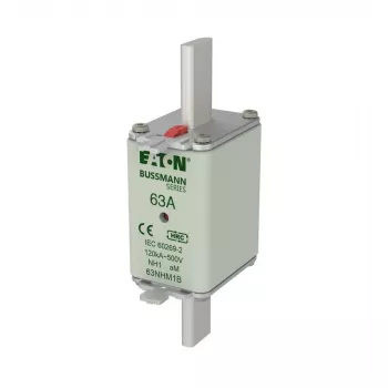 Eaton 63NHM1B NH varovalka, velikost 1, 63 A, 500 V AC, gG, 3 kosi