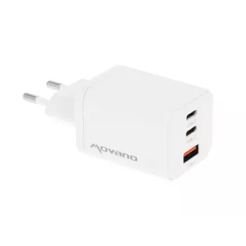 MOVANO GaN 65W 2x USB-C PD + USB-A polnilnik (bel)