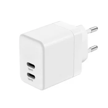 CRONG 35W dvojni USB-C PD 3.0 PPS GaN stenski polnilnik - bel