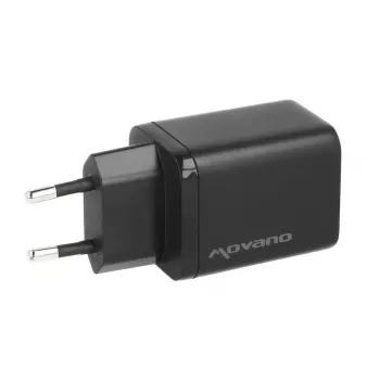 MOVANO GaN 45W USB-C PD + USB-A stenski polnilnik (črn)