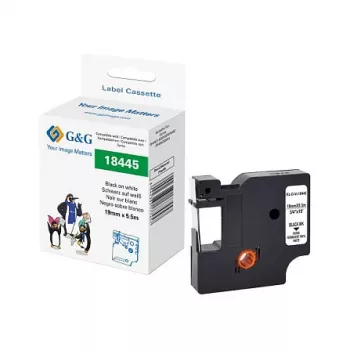 G&G Rhino 21680 kompatibilen označevalni trak, 19 mm, črn na belem, za Dymo Rhino
