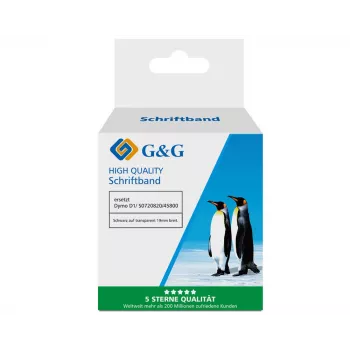 G&G kompatibilen označevalni trak Dymo D1, 19mm x 7m, črn na prozornem (5DY45800-TD)