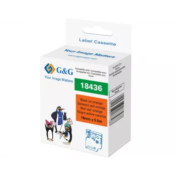 G&G RL-D-Vi-18436 vinilni etiketni trak 19mm x 5,5m oranžen s črnim tiskom RL-D-Vi-18436-BK/OR-19MM*5.5M