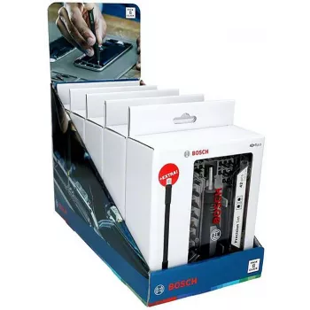 Bosch komplet natančnih izvijačnih nastavkov, prodajni prikaz, 5 kompletov s 33 deli (skupaj 165), jeklo S2, 1/4 inch šestrob, nastavki PH/PZ/S/H/T, magnetno držalo, prodajni prikaz 2607002837,0