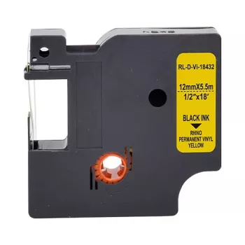G&G vinilni etiketni trak 12mm x 5,5m črno na rumenem za Dymo Rhino 18432 RL-D-Vi-18432-BK/YE-12MM*5.5M