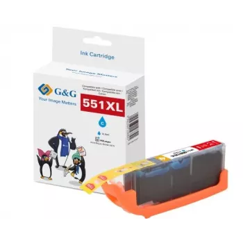 G&G kartuša s črnilom XL, kompatibilna s Canon CLI-551C XL (cian, visoka zmogljivost) 14566
