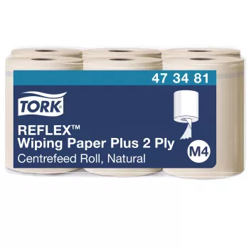 Tork Reflex Advanced M4 zvitki papirja za brisanje Centrefeed, 2-slojni, naravni, 429 listov, 6 zvitkov 473481