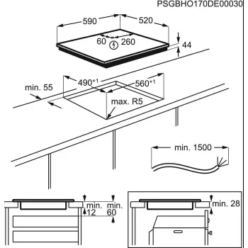 Electrolux LIR60433B 60 cm indukcijska kuhalna plošča, 4 cone, upravljanje na dotik, črna
