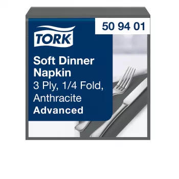 TORK Soft Dinner Advanced Anthracite 3-slojne prtičke 39 x 39,5 cm, 100 kosov (509401)